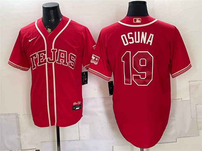 Men's Texas Rangers #19 Alejandro Osuna Red 2026 City Connect Stadium Stitched Baseball Jersey